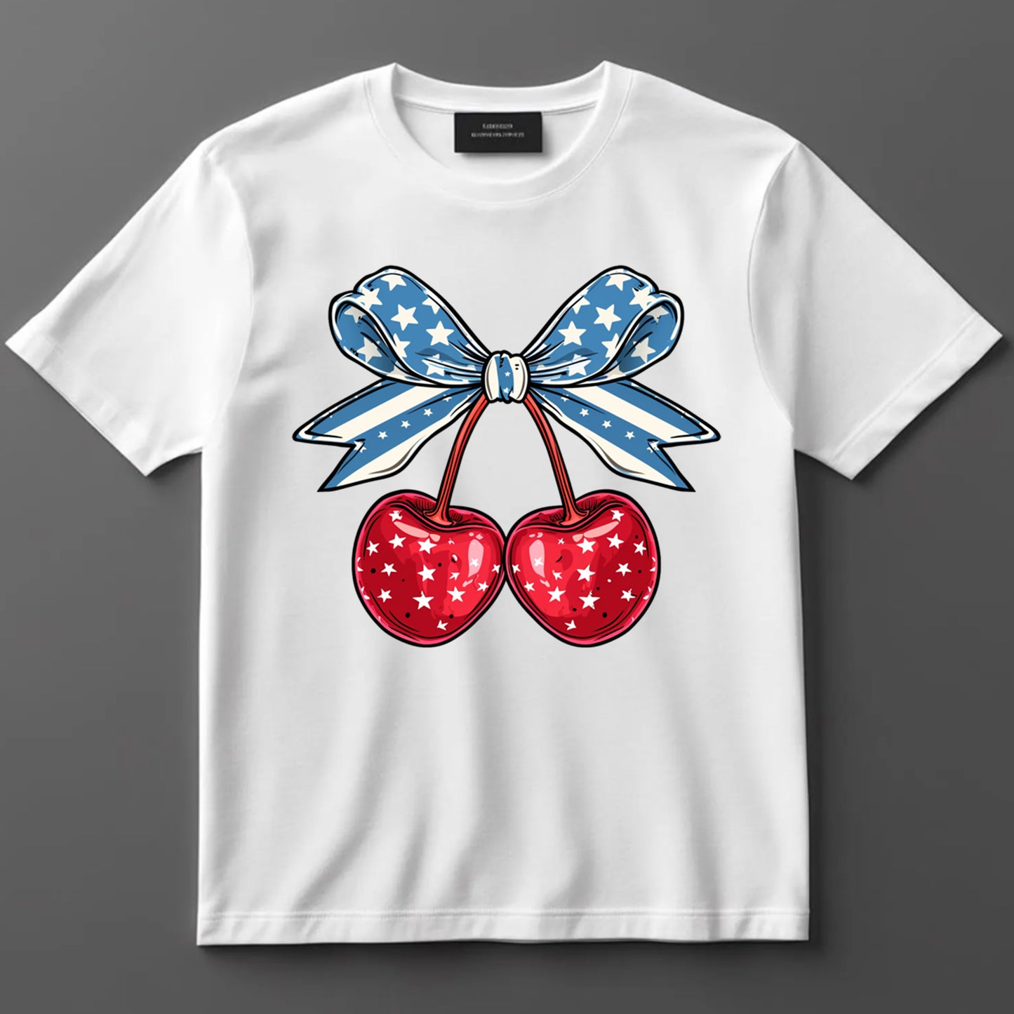 4th Of July DTF Transfer Iron On Heat Transfer - Ready to Press, Patriotic Cherries DTF Transfer 7369
