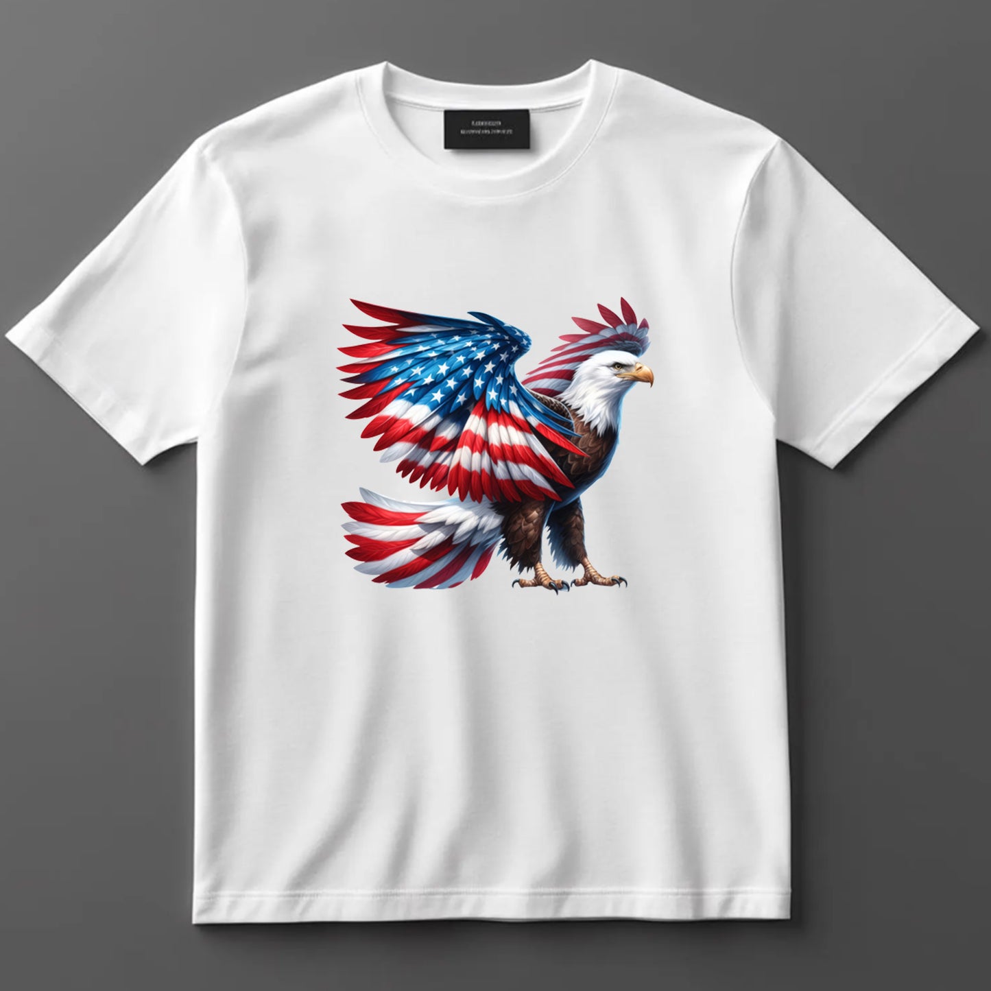 4th Of July DTF Transfer Iron On Heat Transfer - Ready to Press, American Flag Flying Bald Eagle DTF Transfer 7380