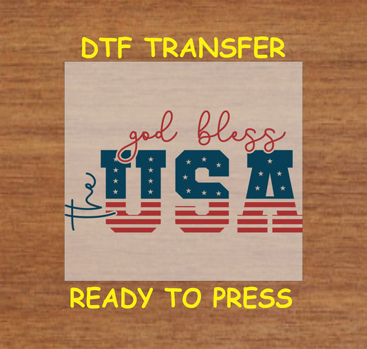 God Bless the USA text with stars and stripes in red, white, and blue.