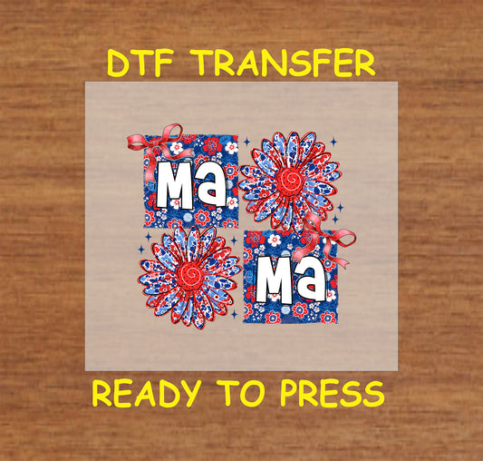 4th Of July DTF Transfer Iron On Heat Transfer - Ready to Press, Patriotic Mama DTF Transfer 7429