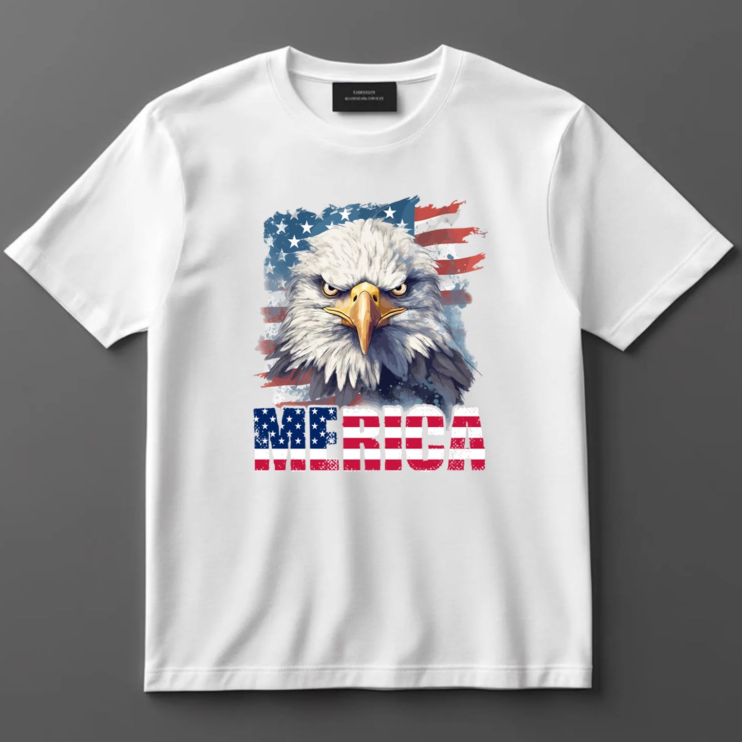 4th Of July DTF Transfer Iron On Heat Transfer - Ready to Press, Grunge Eagle with American Flag DTF Transfer 7632