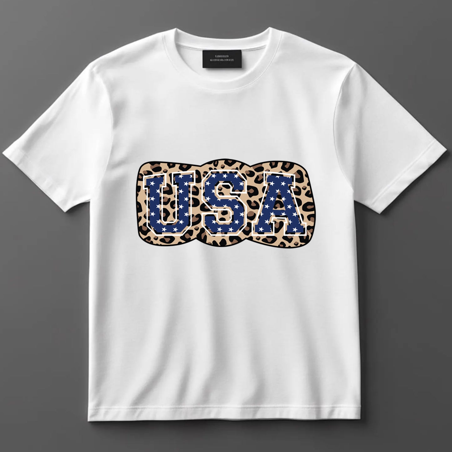 4th Of July DTF Transfer Iron On Heat Transfer - Ready to Press, USA Leopard Print DTF Transfer 7678