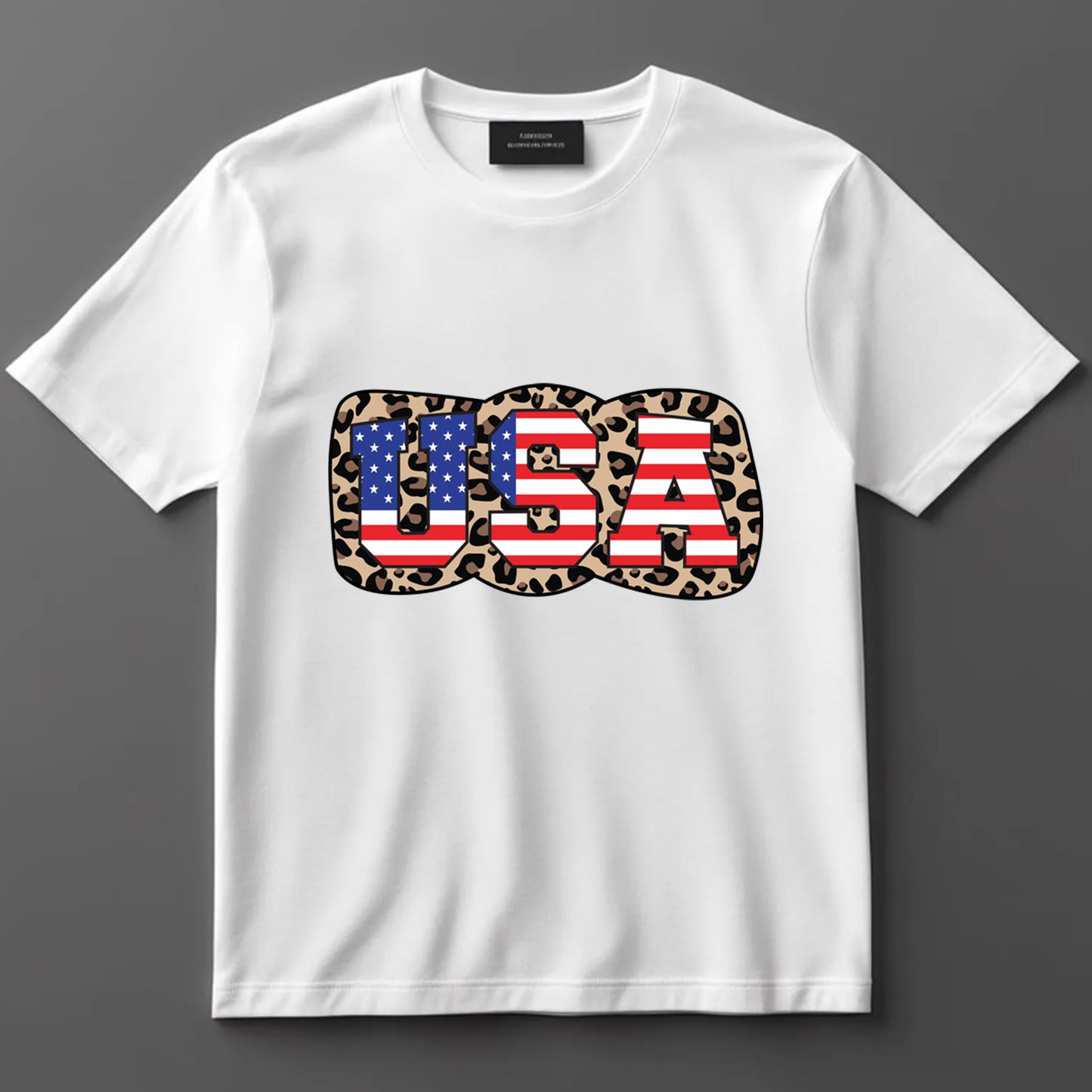 4th Of July DTF Transfer Iron On Heat Transfer - Ready to Press, Leopard Flag Bow DTF Transfer 7679