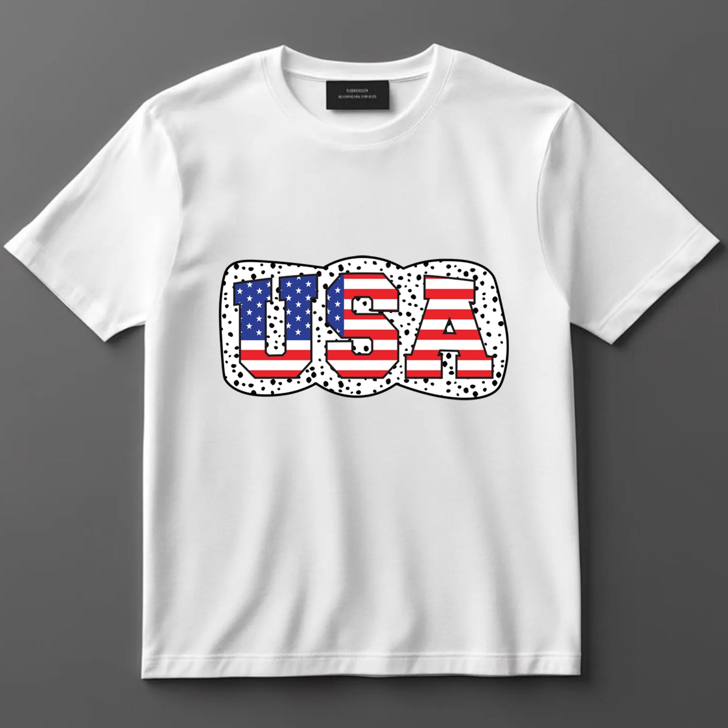 4th Of July DTF Transfer Iron On Heat Transfer - Ready to Press, USA Flag Letters Polka Dot Bow DTF Transfer 7682