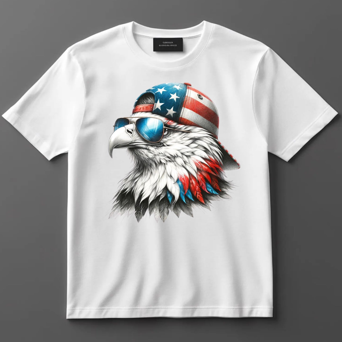 4th Of July DTF Transfer Iron On Heat Transfer - Ready to Press, Cool Patriotic Eagle Head DTF Transfer 7832