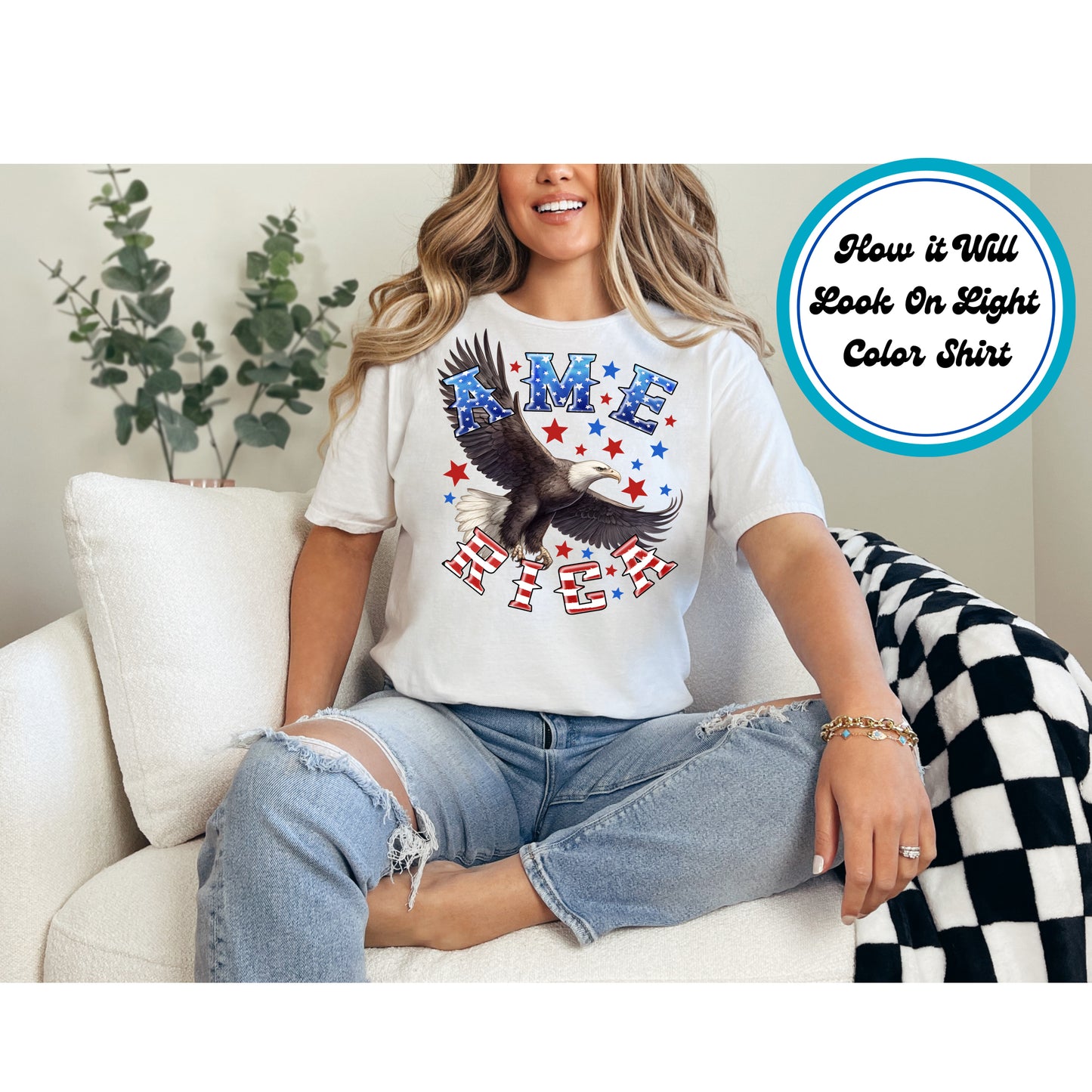 4th Of July DTF Transfer Iron On Heat Transfer - Ready to Press, America Bald Eagle DTF Transfer 7884