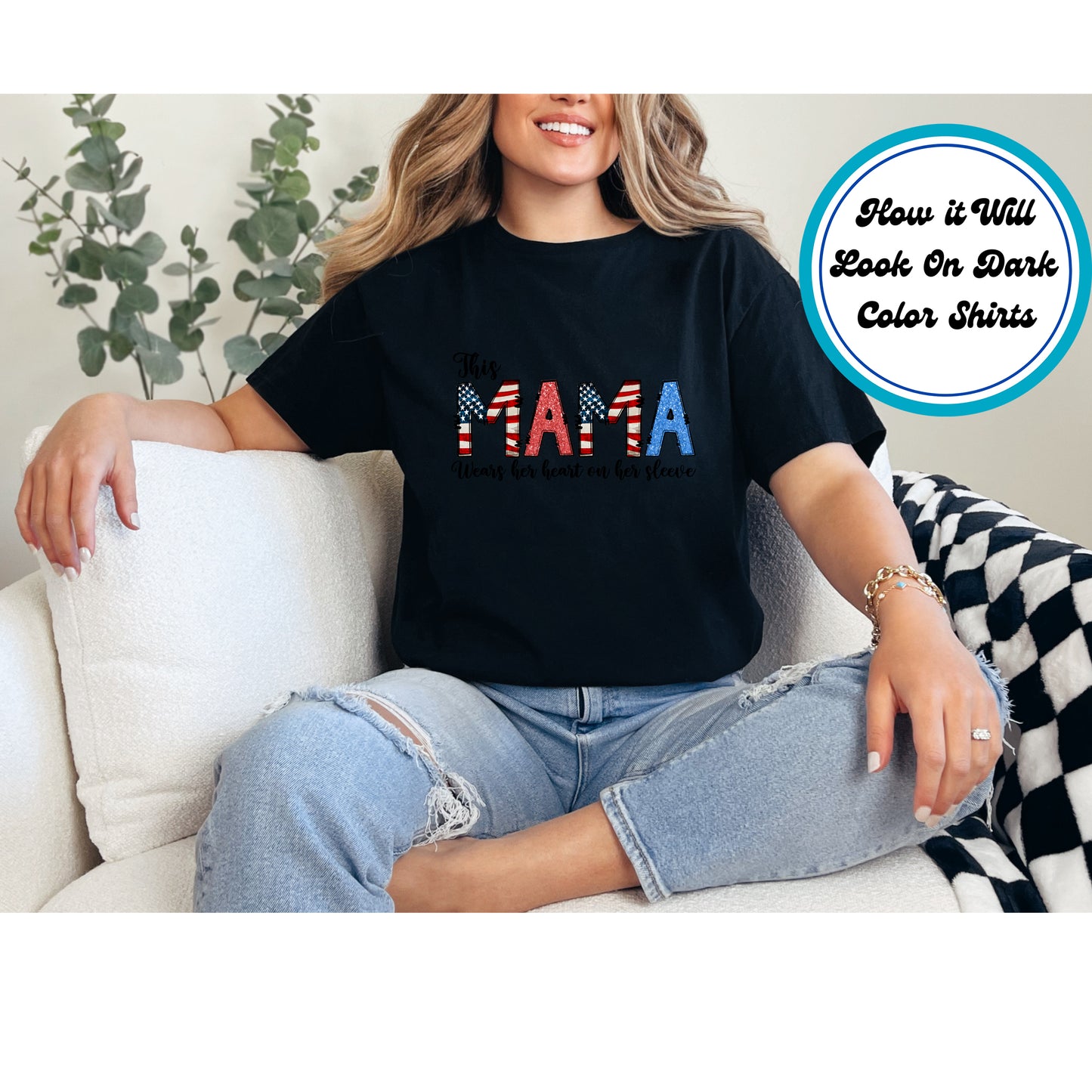 4th Of July DTF Transfer Iron On Heat Transfer - Ready to Press, American Mama DTF Transfer 7891