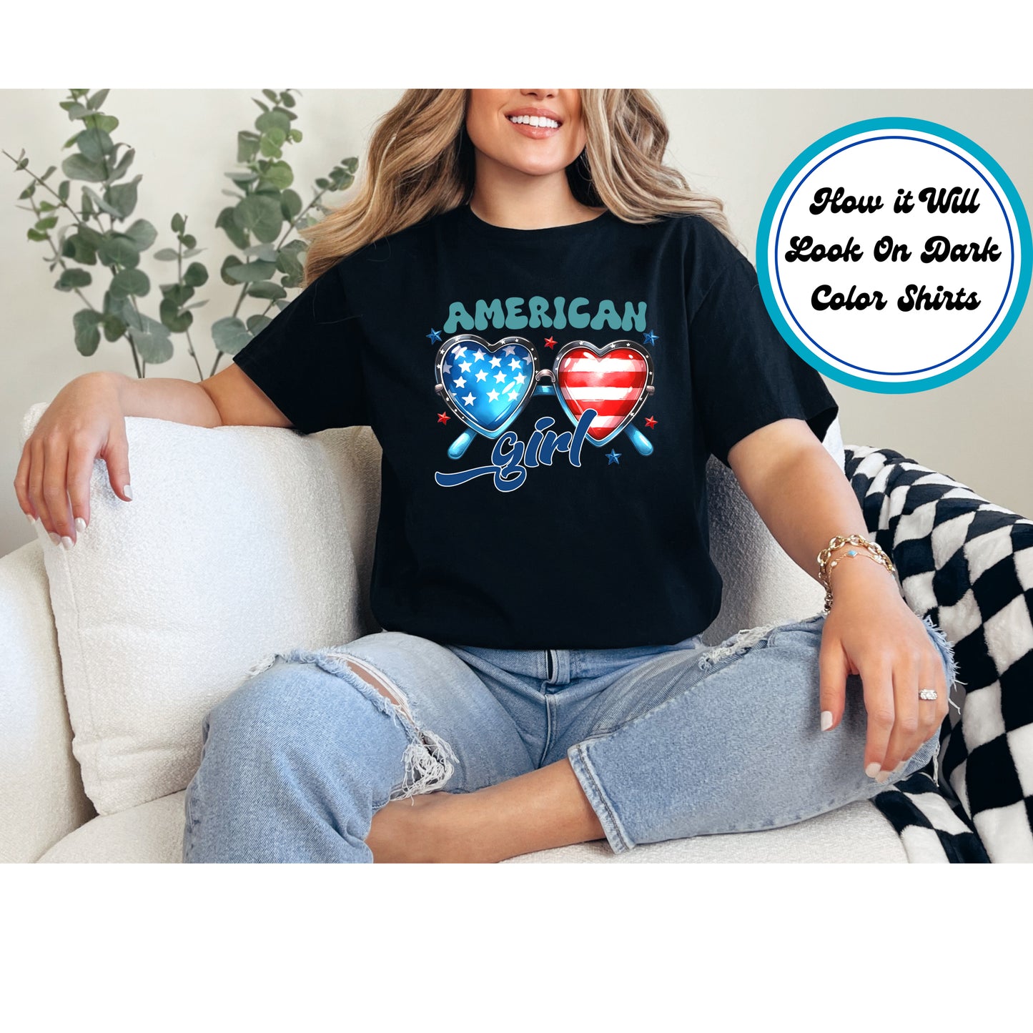 4th Of July DTF Transfer Iron On Heat Transfer - Ready to Press, American Girl DTF Transfer 7898