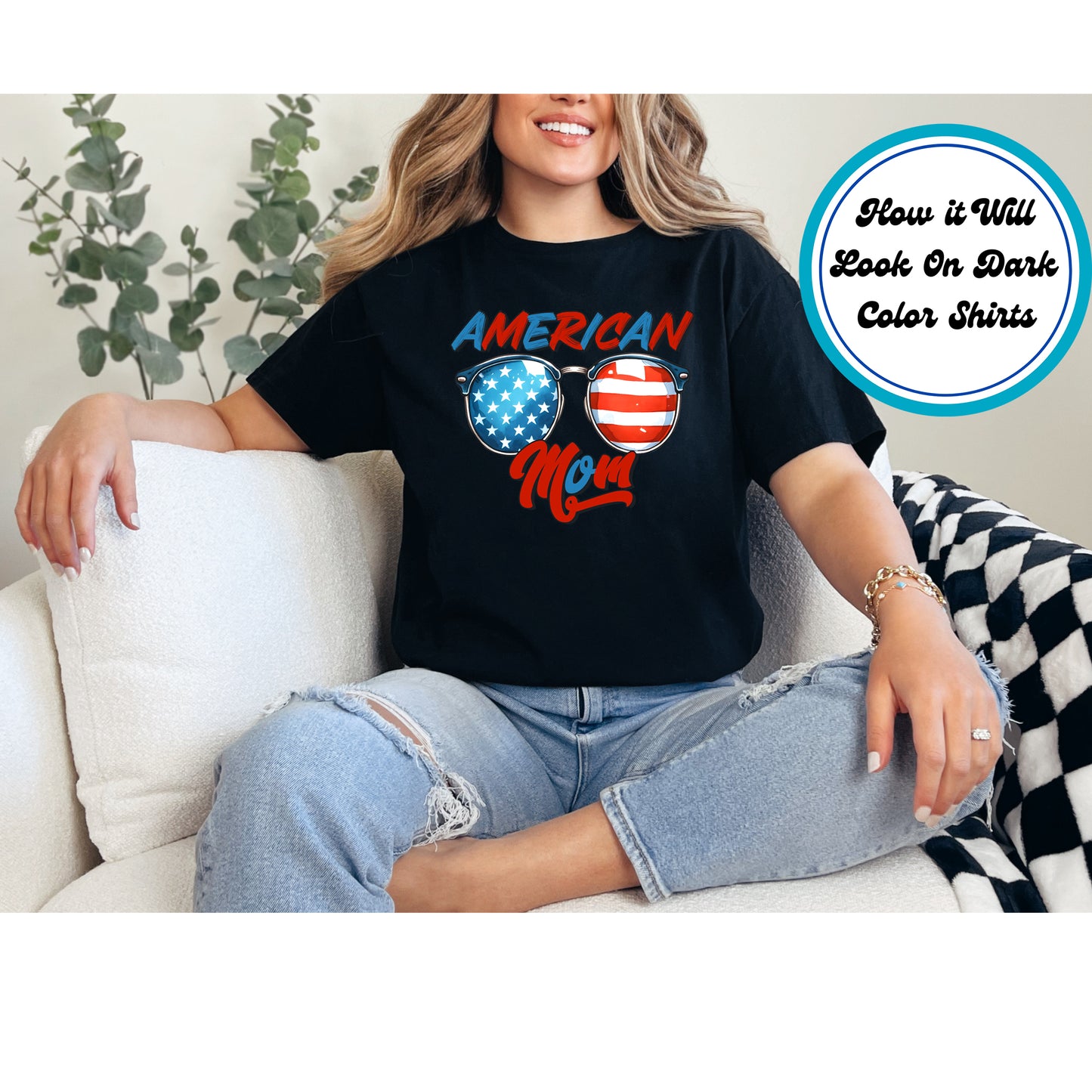 4th Of July DTF Transfer Iron On Heat Transfer - Ready to Press, American Mom DTF Transfer 7902