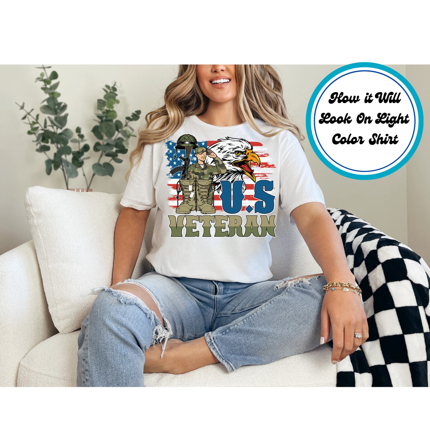 4th Of July DTF Transfer Iron On Heat Transfer - Ready to Press, U.S. Veteran Soldier DTF Transfer 8024