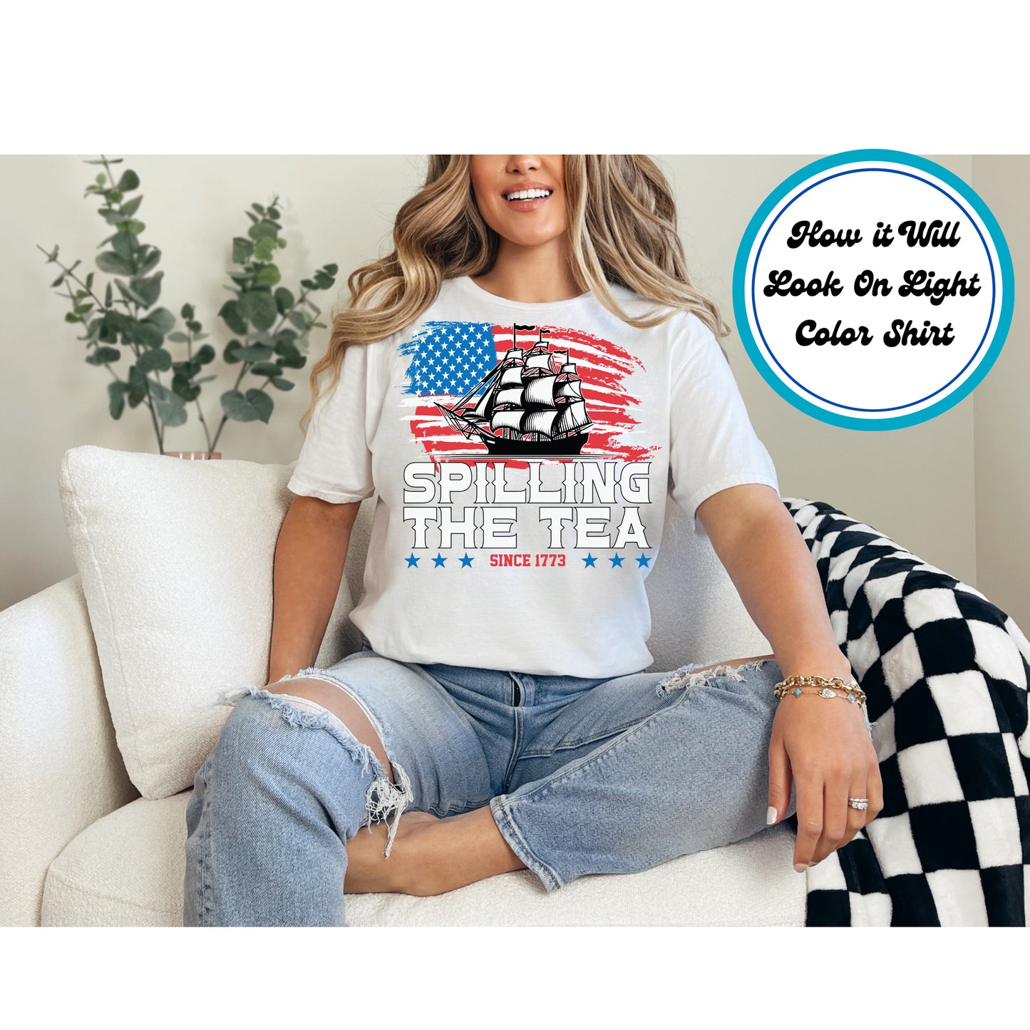 4th Of July DTF Transfer Iron On Heat Transfer - Ready to Press, Spilling the Tea Since 1773 DTF Transfer 8044