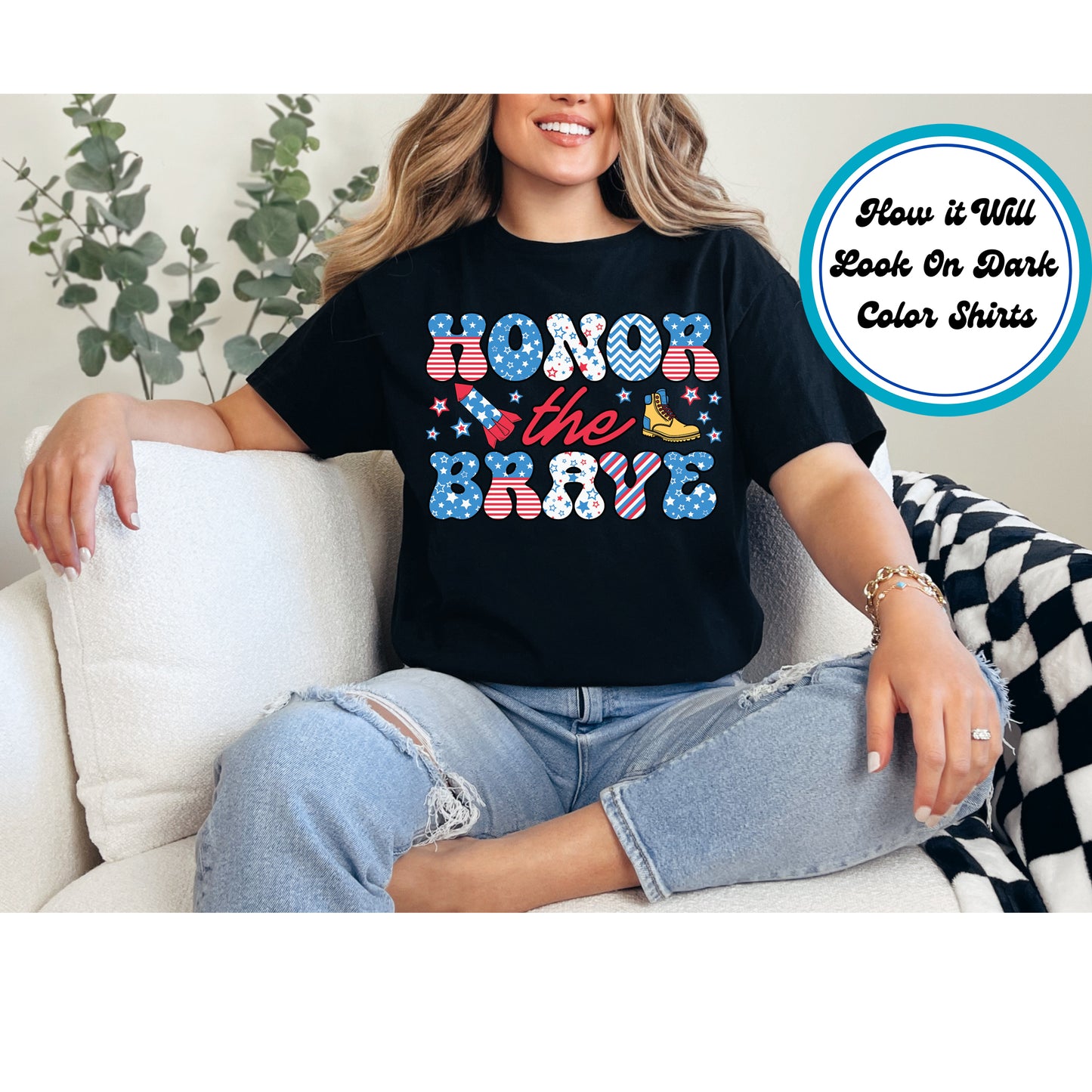 4th Of July DTF Transfer Iron On Heat Transfer - Ready to Press, Honor the Brave DTF Transfer 8065