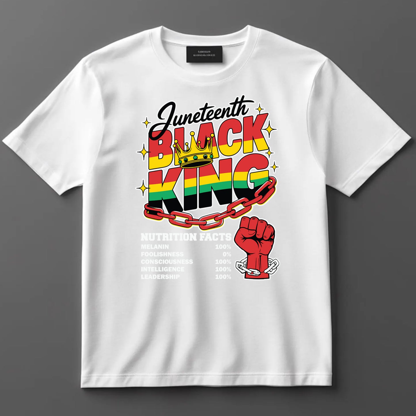 Juneteenth DTF Transfer Iron On Heat Transfer - Ready to Press, Black King Nutrition Facts DTF Transfer 8233