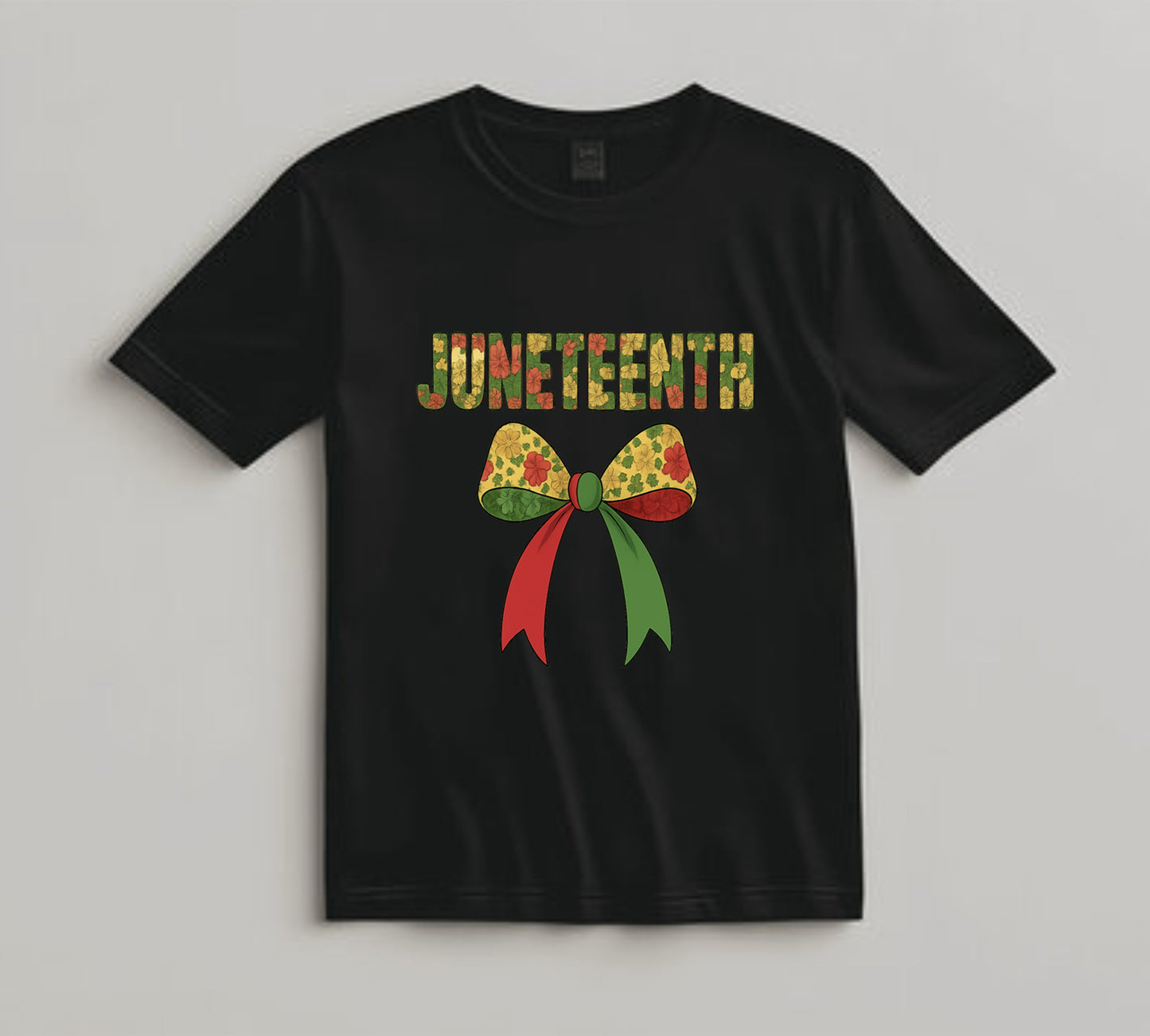 Juneteenth DTF Transfer Iron On Heat Transfer - Ready to Press, Floral Juneteenth Bow DTF Transfer 8300