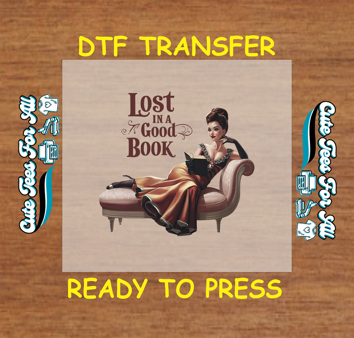 Book Lover DTF Transfer Iron On Heat Transfer - Ready to Press, Lost in a Good Book DTF Transfer 8453