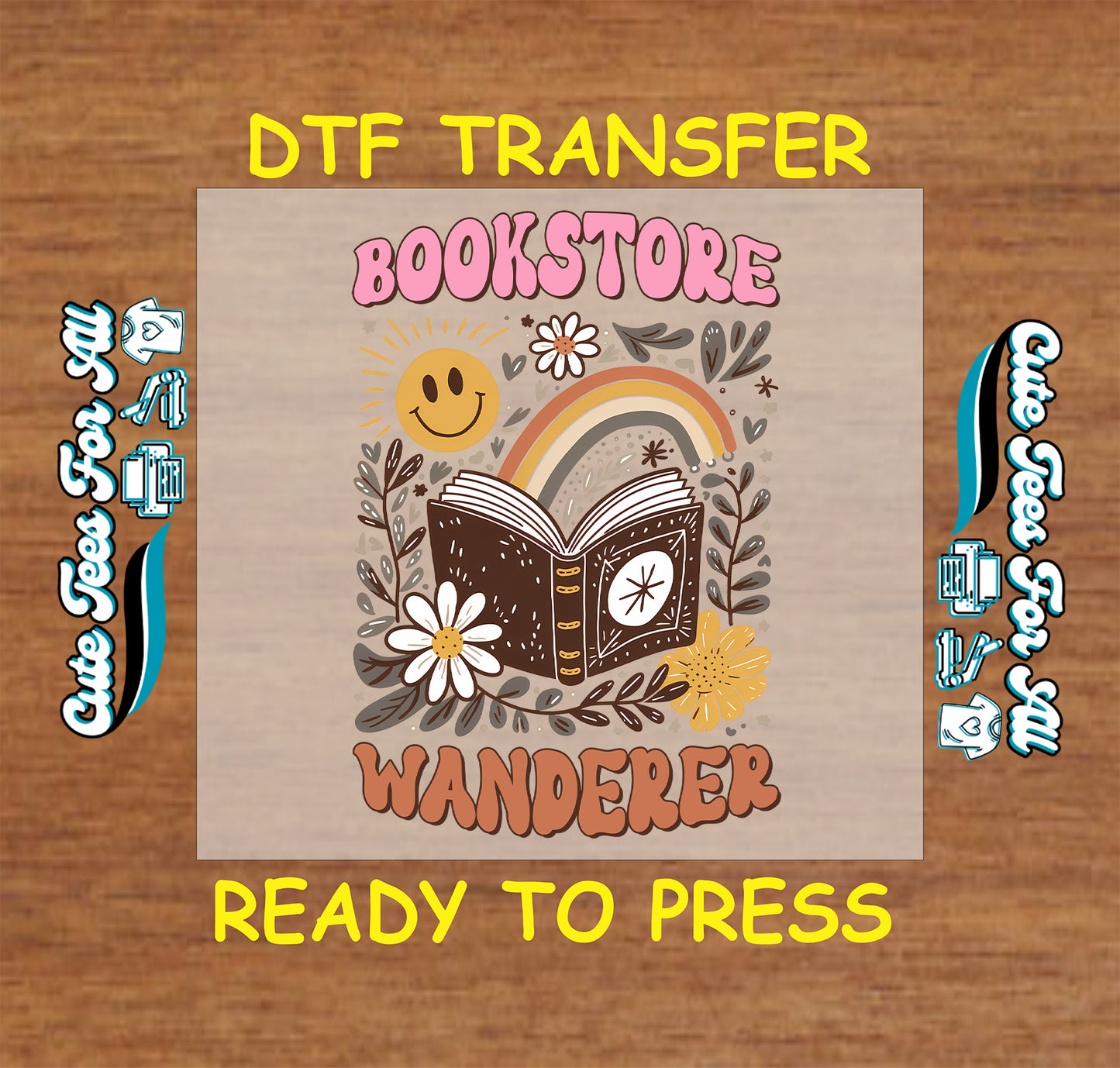 Book Lover DTF Transfer Iron On Heat Transfer - Ready to Press, Bookstore Wanderer DTF Transfer 8528