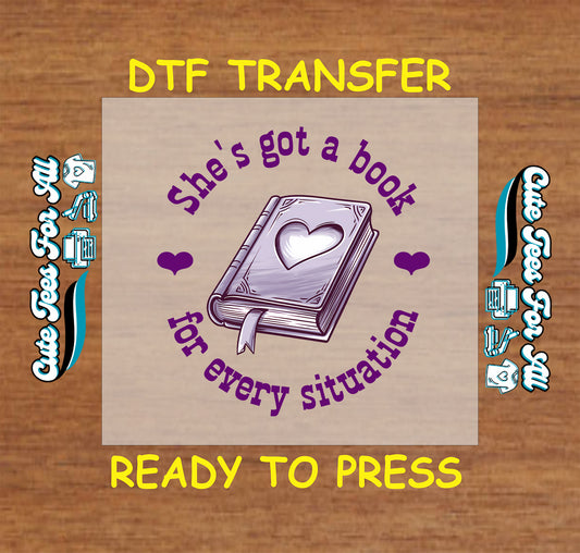 Purple book with heart cover and the phrase “She’s Got a Book for Every Situation”