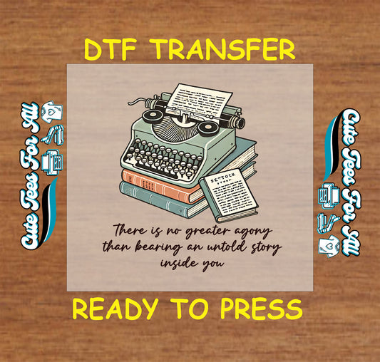 Retro typewriter on books with quote about untold stories inside you.