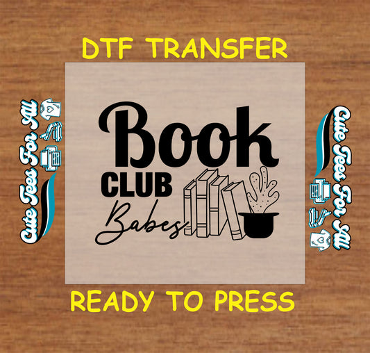 Book Club Babes text with stacked books and a potted plant.