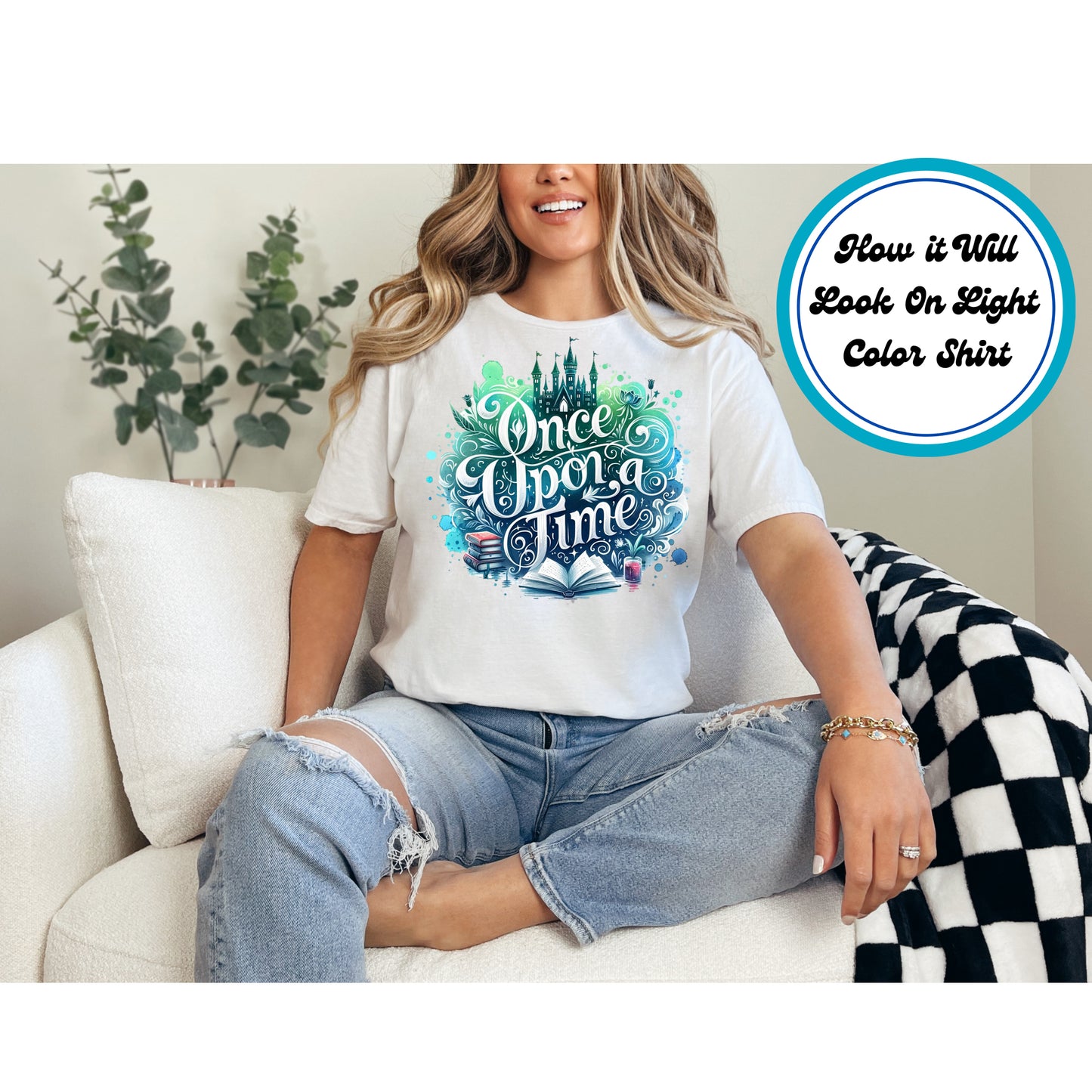 Book Lover DTF Transfer Iron On Heat Transfer - Ready to Press, Once Upon a Time DTF Transfer 8618