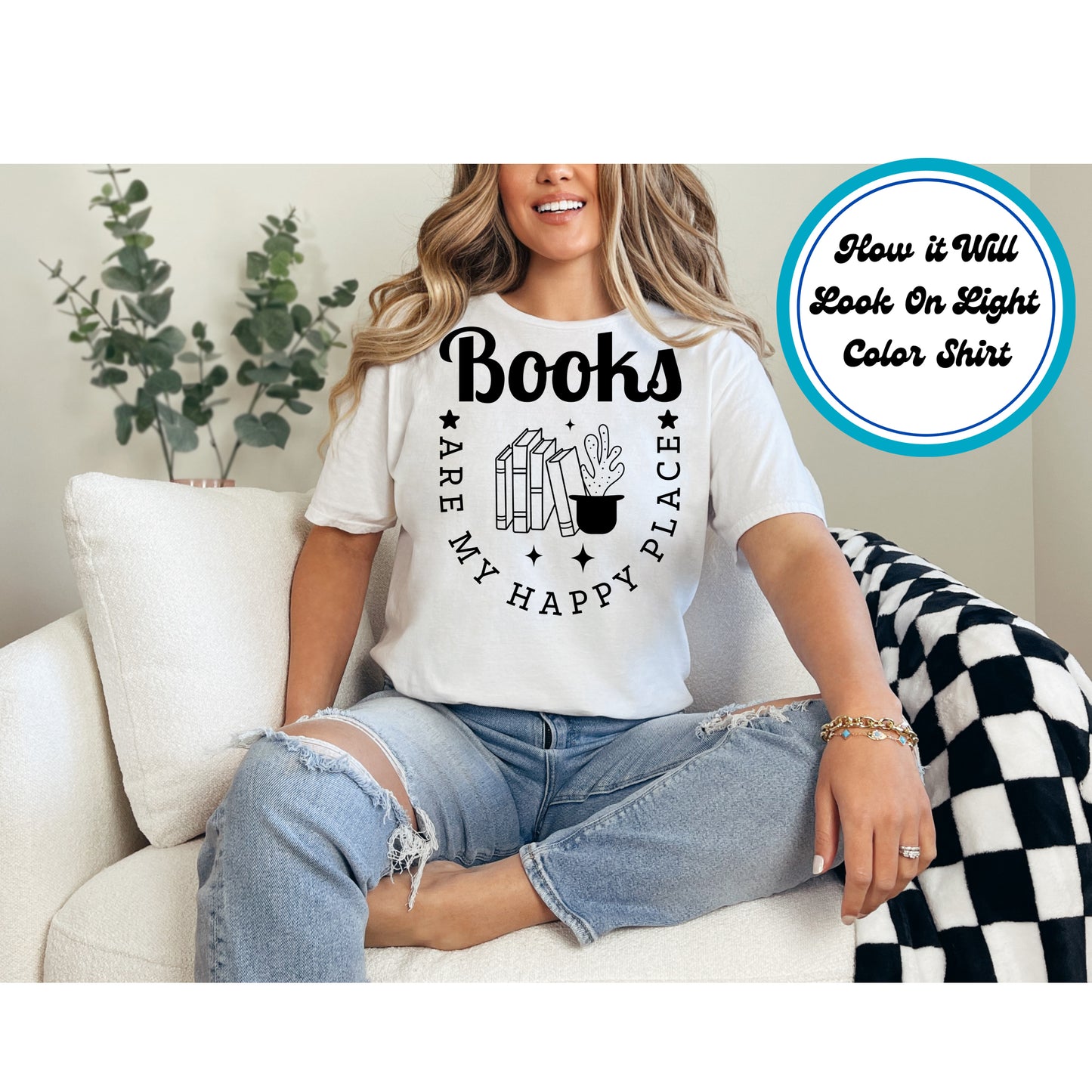 Book Lover DTF Transfer Iron On Heat Transfer - Ready to Press, Books Are My Happy Place DTF Transfer 8641