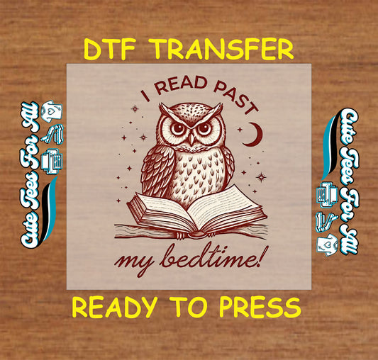 Owl sitting on open book with stars and moon, text reads "I Read Past My Bedtime"
