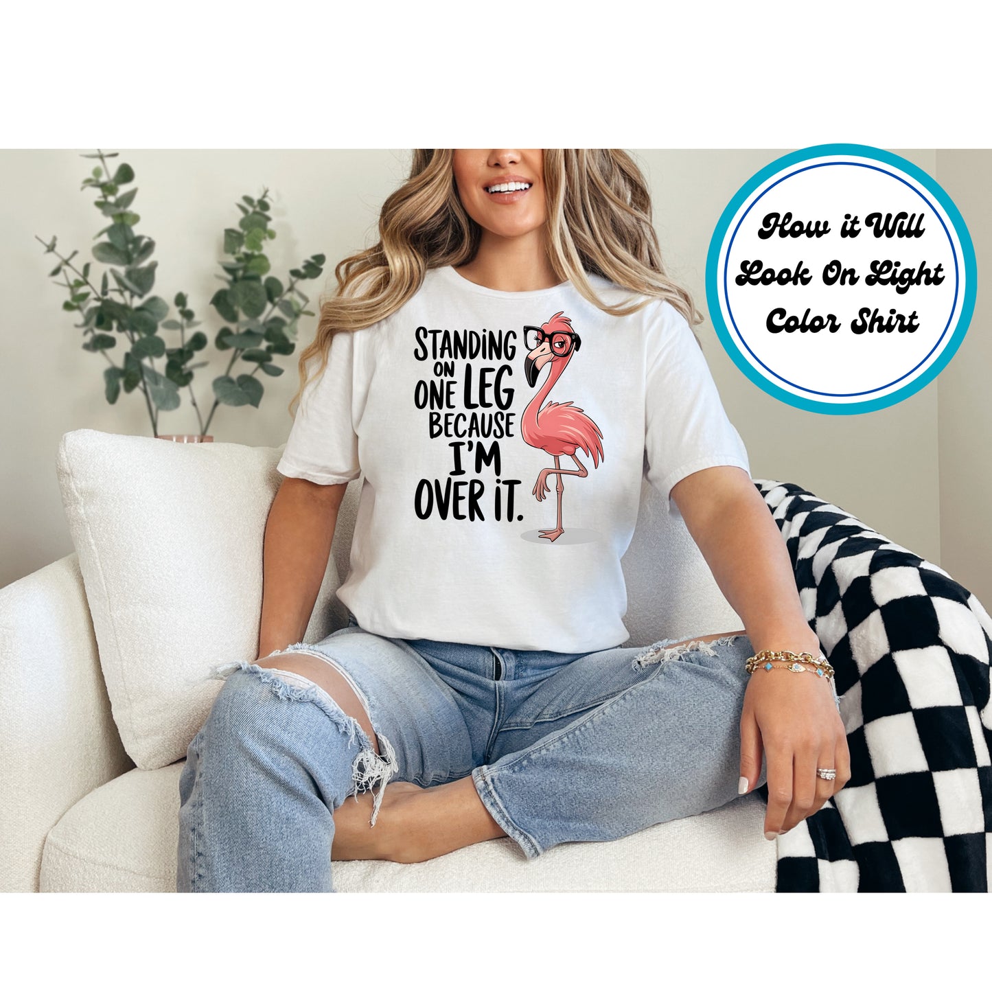 Funny DTF Transfer Iron On Heat Transfer - Ready to Press, Over It Flamingo DTF Transfer 8846