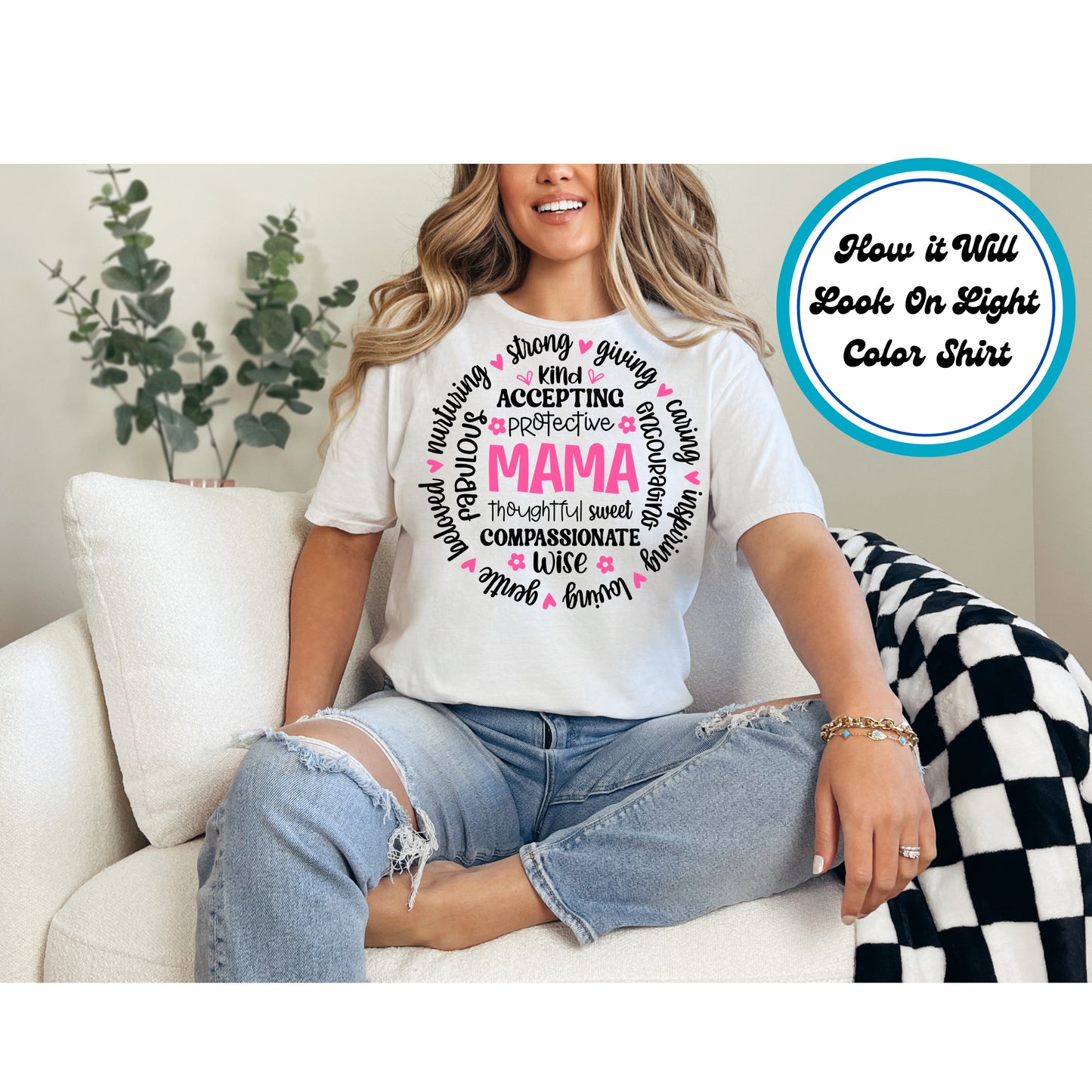 Mom DTF Transfer Iron On Heat Transfer - Ready to Press, Mama Word Circle DTF Transfer 8851