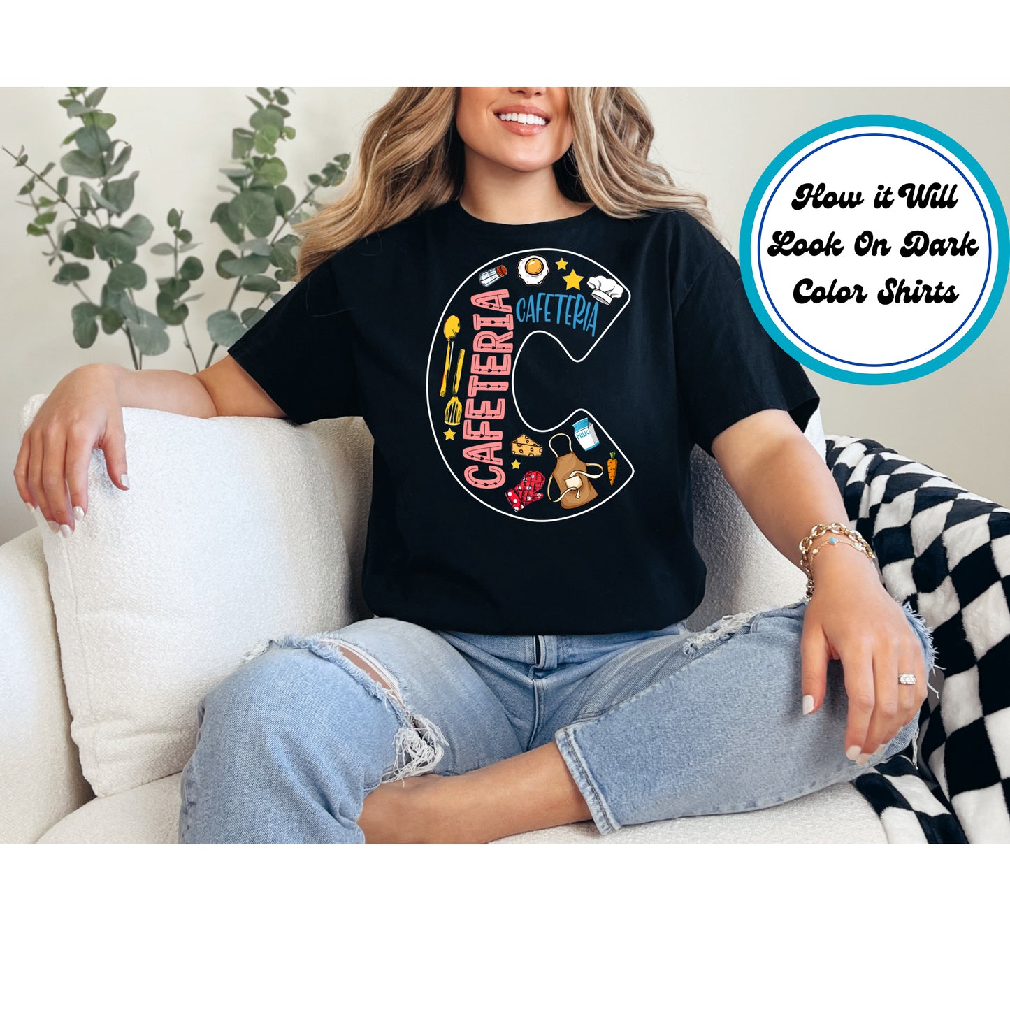 Cafeteria Worker DTF Transfer Iron On Heat Transfer - Ready to Press, Cafeteria Letter C DTF Transfer 8922