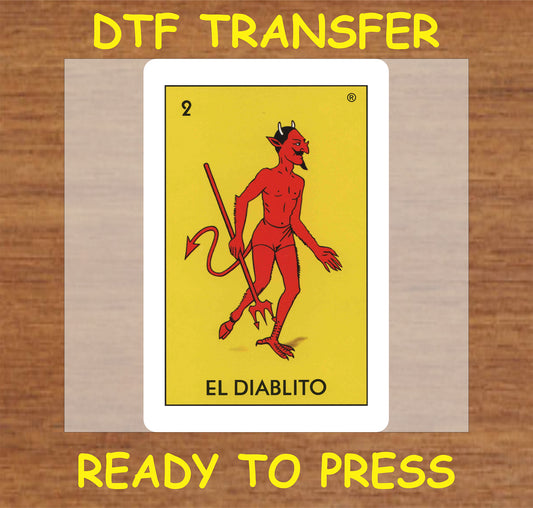 "El Diablito DTF Transfer featuring a vibrant devil design with traditional elements."