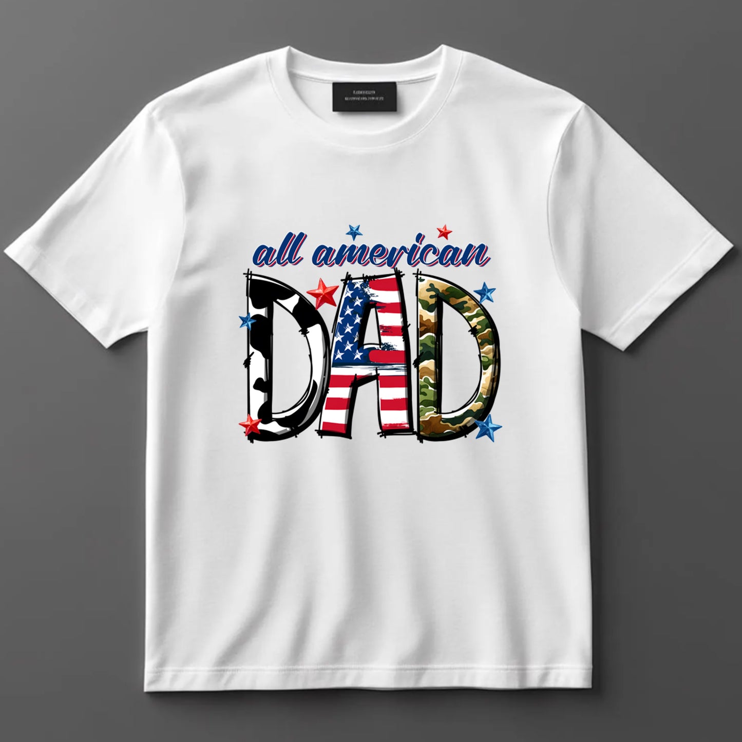 Dad DTF Transfer Iron On Heat Transfer - Ready to Press, All American Dad DTF Transfer 9012