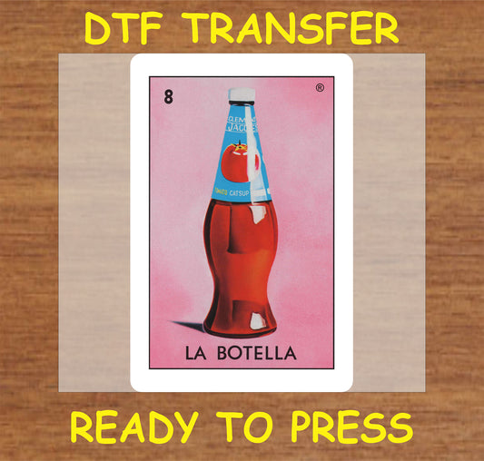 "La Botella DTF Transfer featuring a vibrant ketchup bottle design."