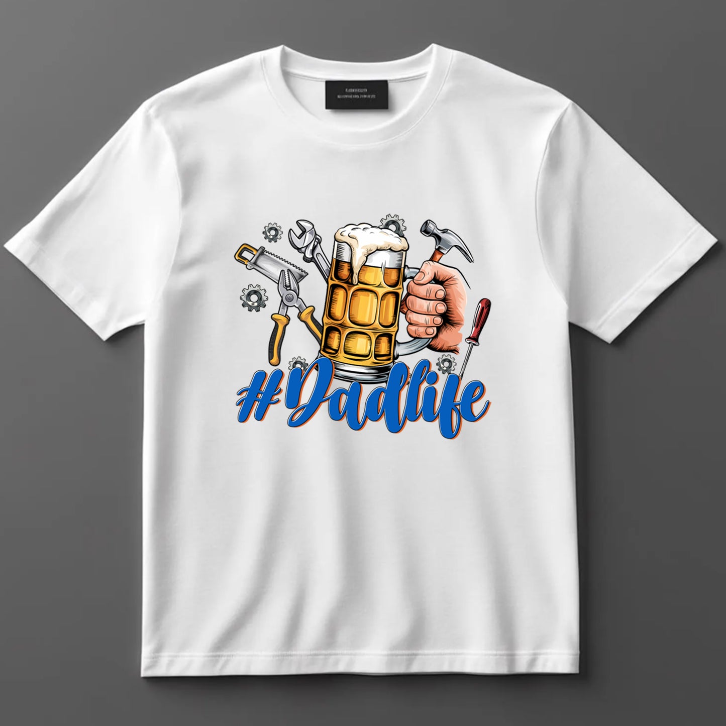 Dad DTF Transfer Iron On Heat Transfer - Ready to Press, #Dadlife Beer Mug and Tools DTF Transfer 9089