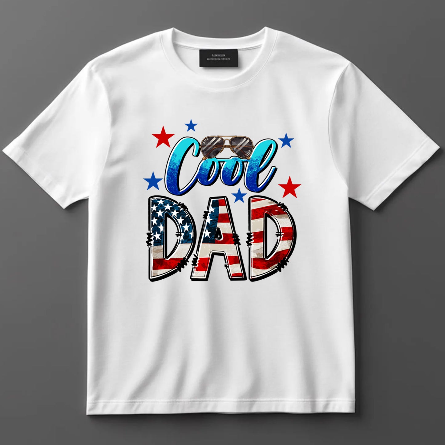 Dad DTF Transfer Iron On Heat Transfer - Ready to Press, Patriotic Cool Dad DTF Transfer 9110
