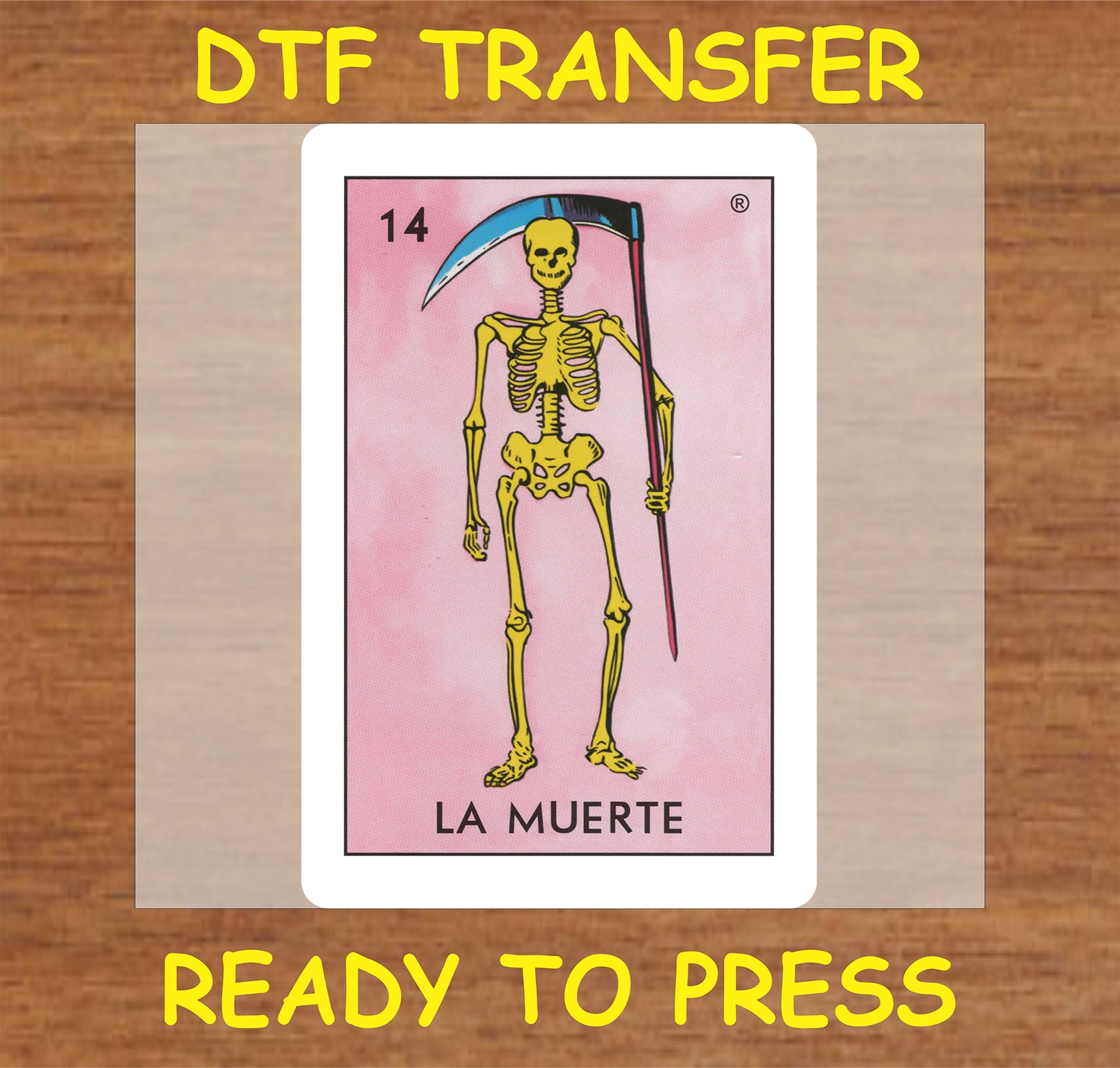 "La Muerte DTF Transfer featuring a vibrant skeleton design."