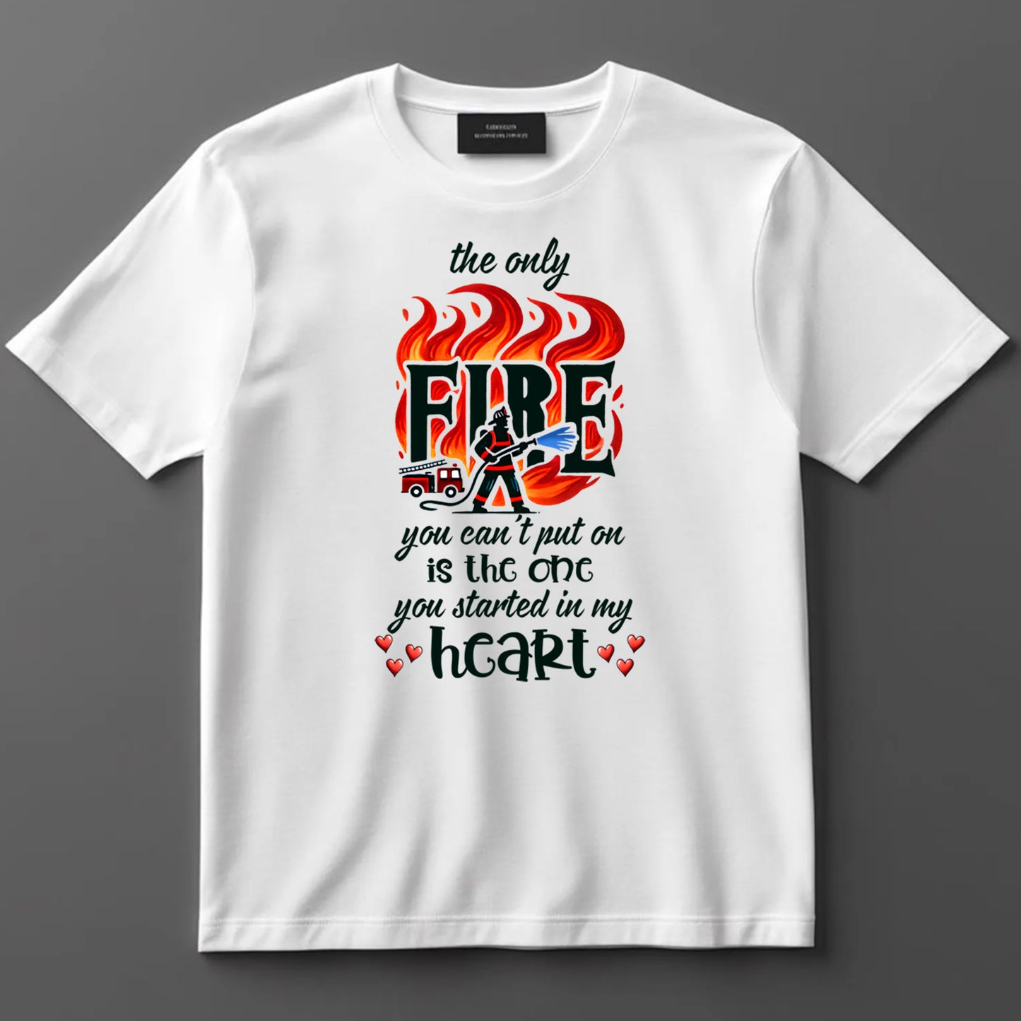 Firefighter DTF Transfer Iron On Heat Transfer - Ready to Press, Fire in My Heart Quote DTF Transfer 9130