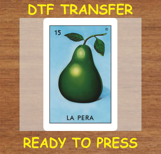 "La Pera DTF Transfer featuring a vibrant green pear design."