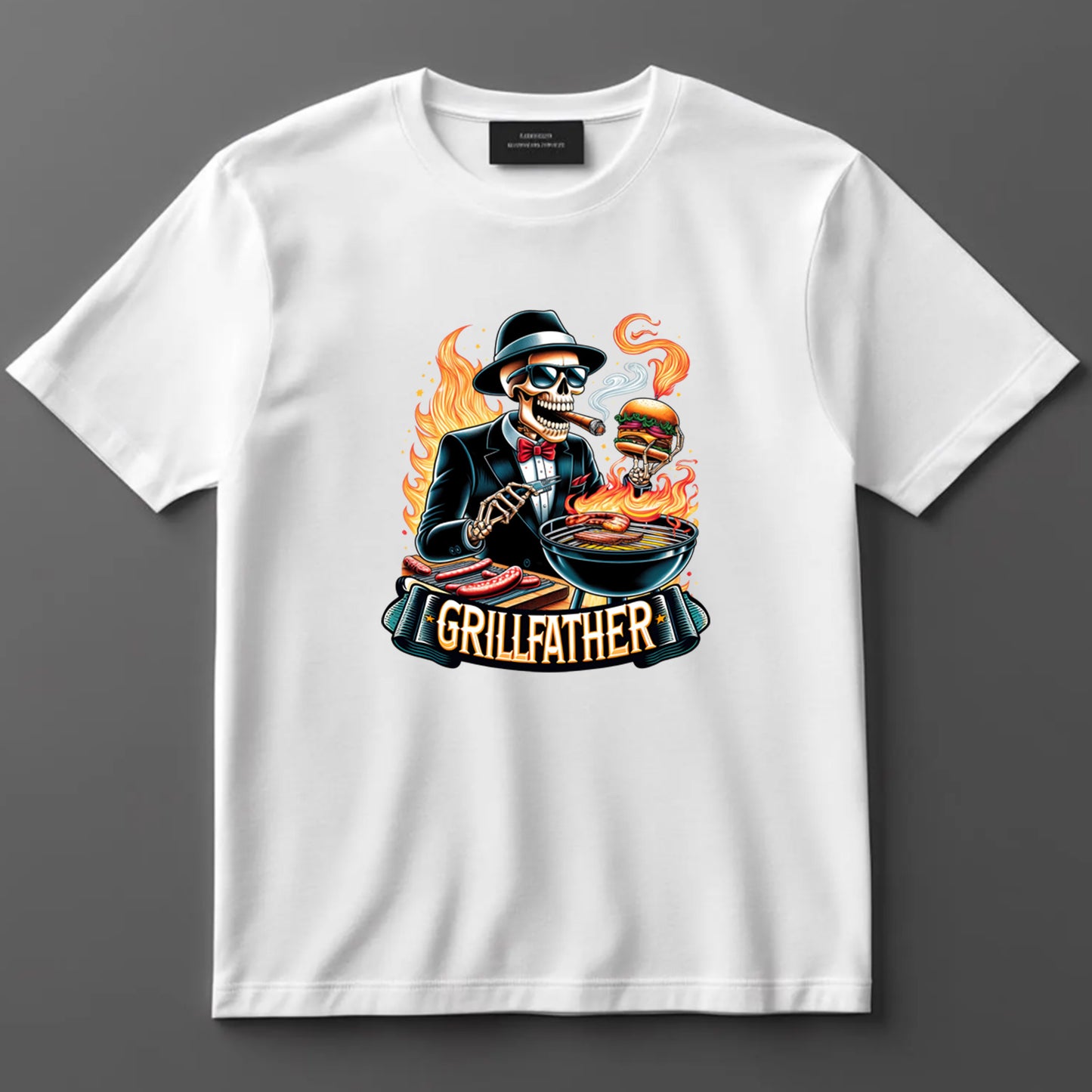 Dad DTF Transfer Iron On Heat Transfer - Ready to Press, Grillfather Skeleton DTF Transfer 9178