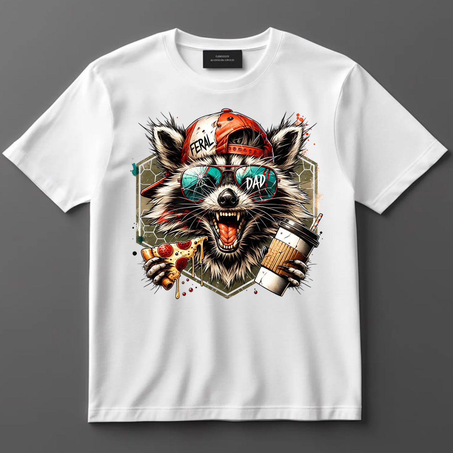 Dad DTF Transfer Iron On Heat Transfer - Ready to Press, Feral Dad Raccoon DTF Transfer 9180