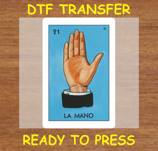 "La Mano DTF Transfer featuring a detailed hand illustration"