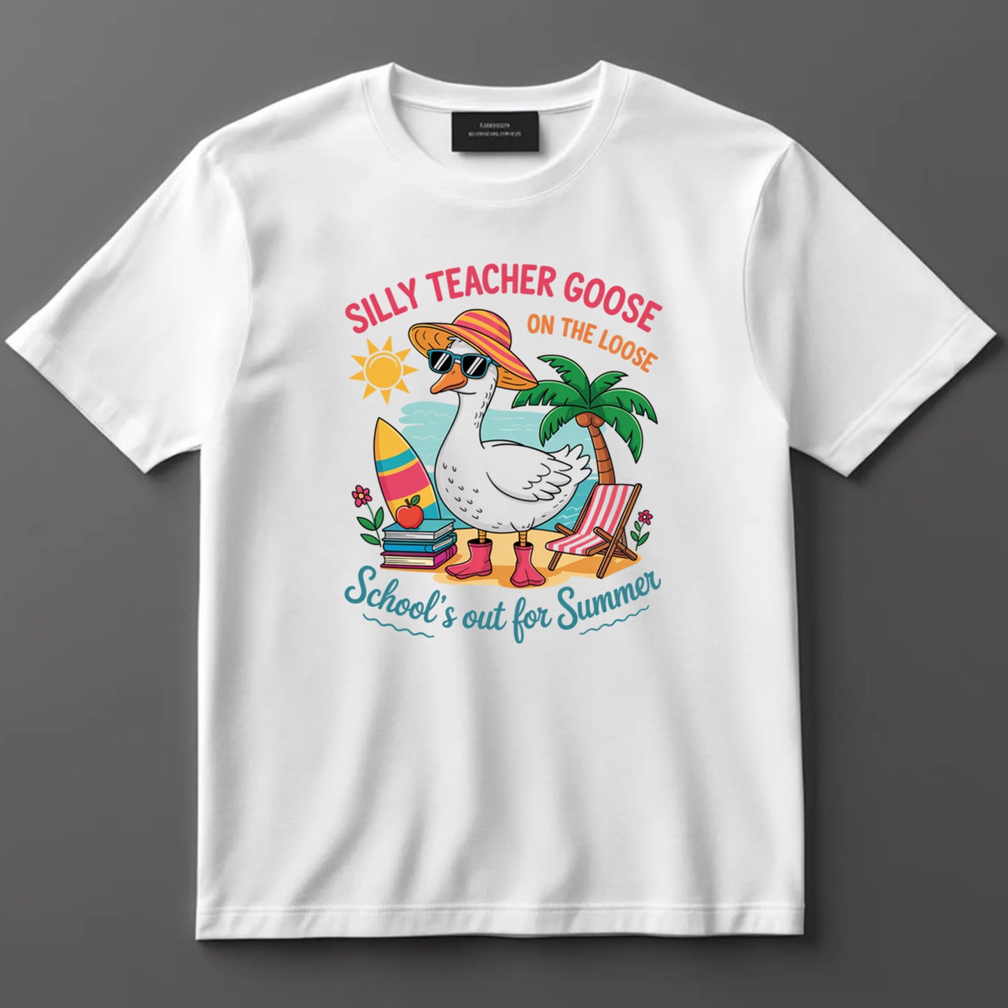 School Themed DTF Transfer Iron On Heat Transfer - Ready to Press, Silly Teacher Goose DTF Transfer 9235