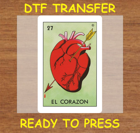 "El Corazon DTF Transfer featuring an artistic illustration of a heart"