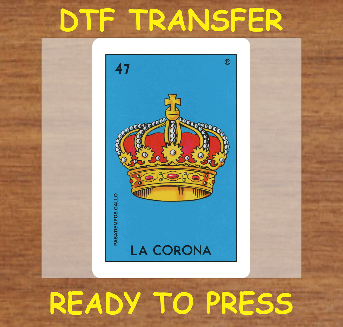 "La Corona DTF Transfer featuring a detailed crown design"