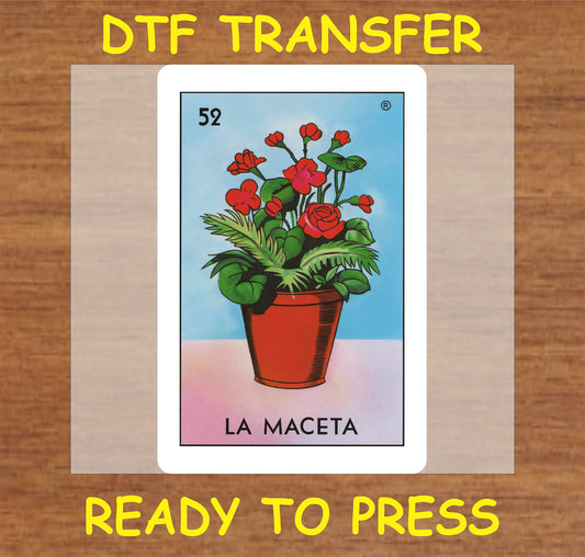 "La Maceta DTF Transfer featuring a vibrant potted plant design"
