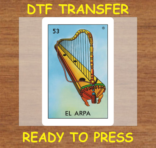 "El Arpa DTF Transfer featuring an elegant harp design"