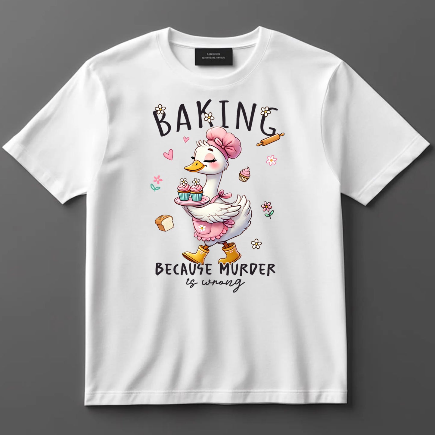 Funny DTF Transfer Iron On Heat Transfer - Ready to Press, Baking Because Murder Is Wrong DTF Transfer 9747