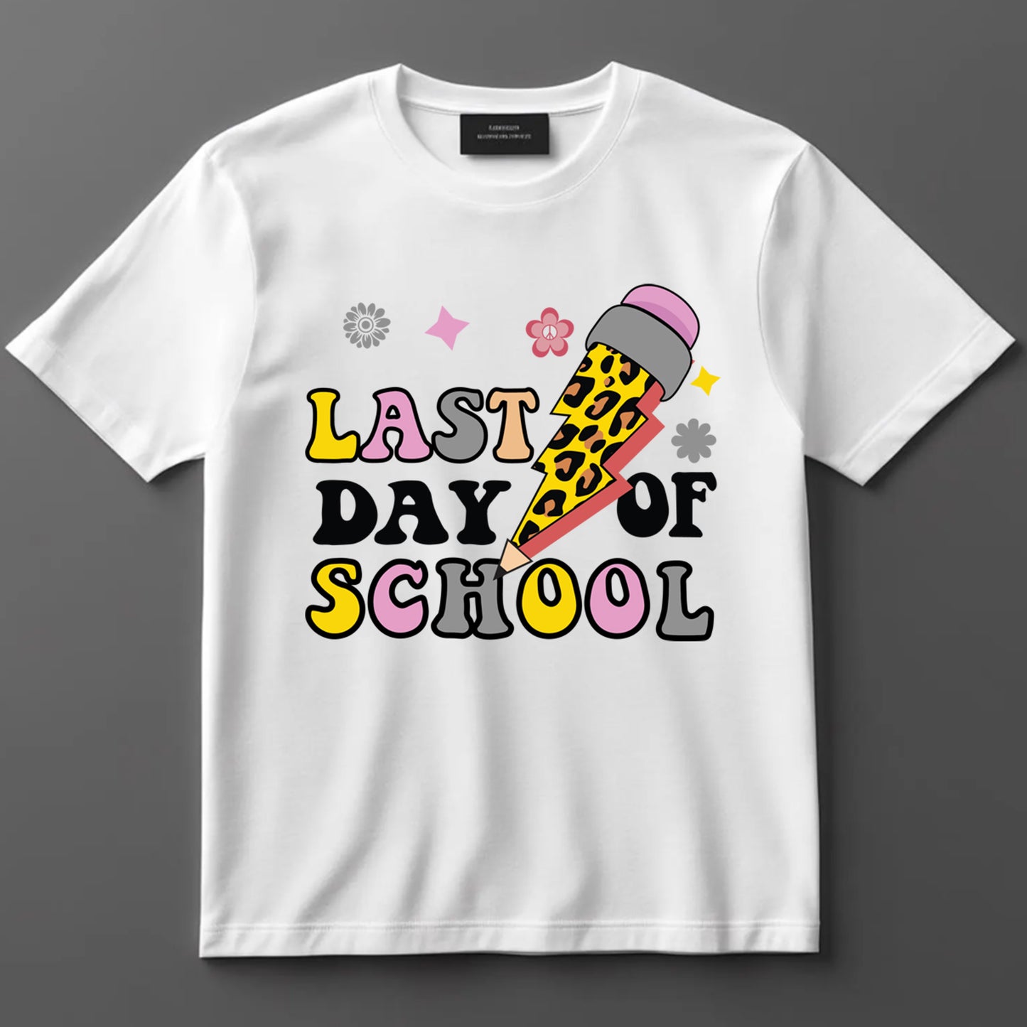 Last Day Of School DTF Transfer Iron On Heat Transfer - Ready to Press, Cheetah Lightning Pencil DTF Transfer 9778
