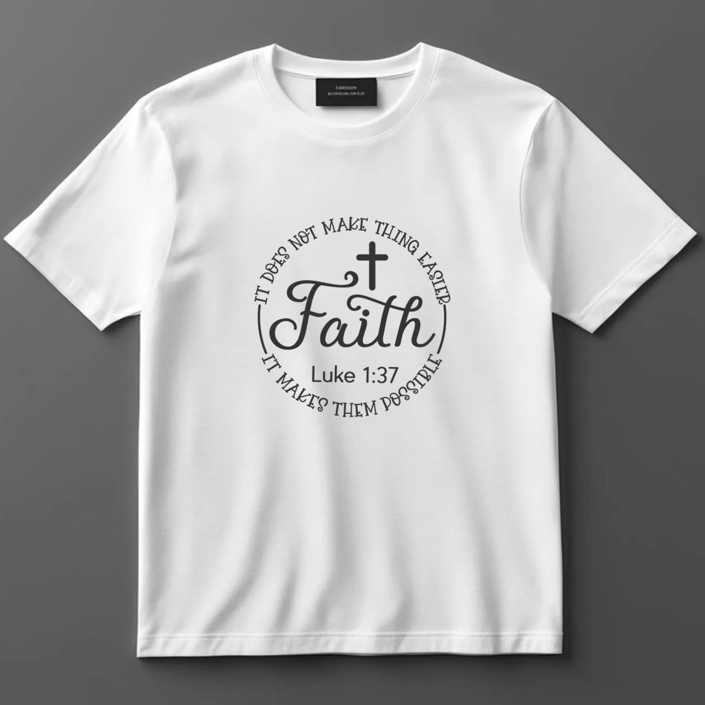 Religious DTF Transfer Iron On Heat Transfer - Ready to Press, Faith Luke 1:37 DTF Transfer 9814