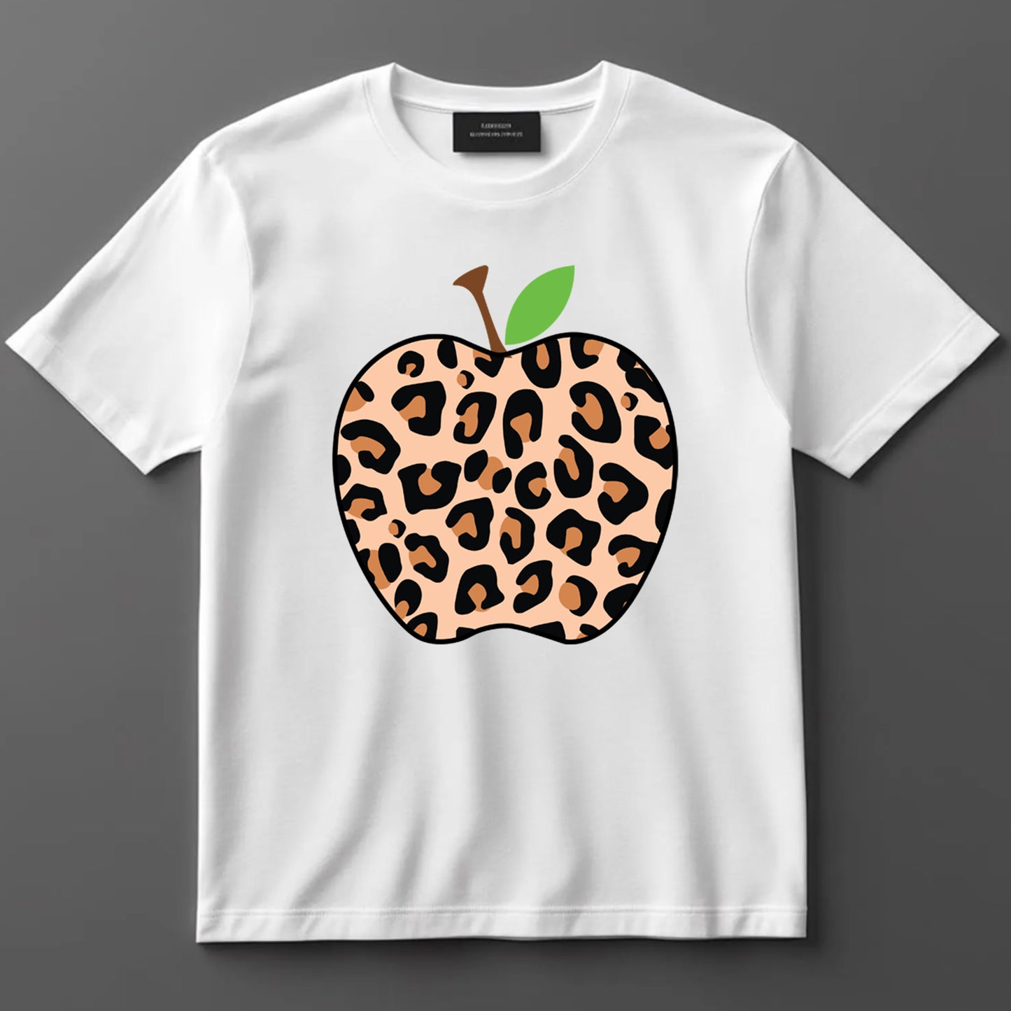 Teacher DTF Transfer Iron On Heat Transfer - Ready to Press, Leopard Apple DTF Transfer 9827