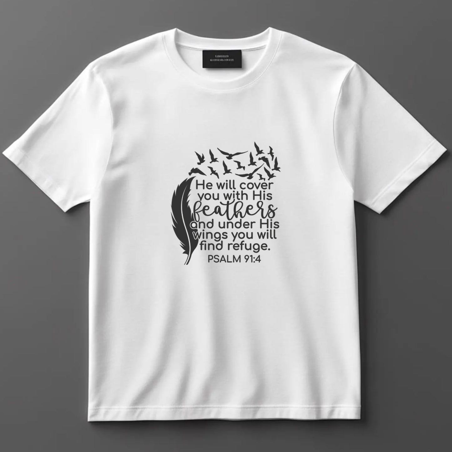 Religious DTF Transfer Iron On Heat Transfer - Ready to Press, Psalm 91:4 DTF Transfer 9896